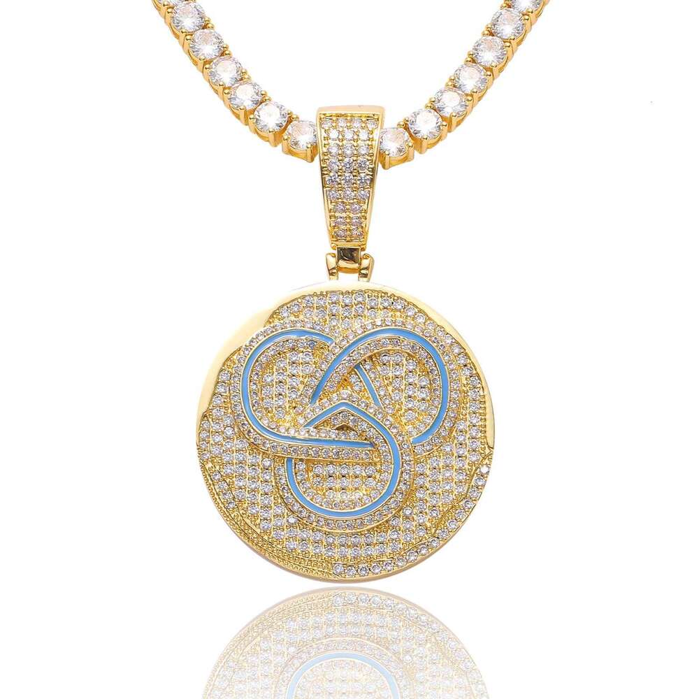 Meisa New GALI Collaboration Small Cake Hip-Hop Micro-Paved Zircon Personality Rap Pendant Trendy Brand Accessory 01c6