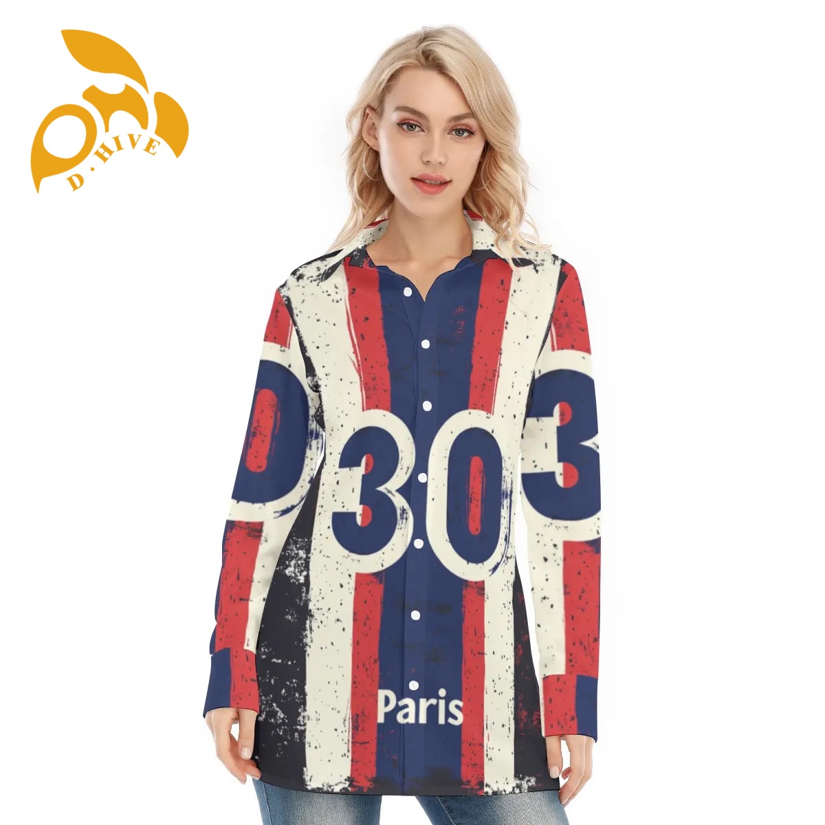 Free shipping Customer customization All-Over Print Women's Long Shirt Design fashion Show off one's figure sexy
