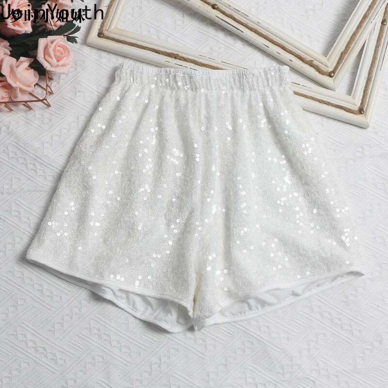 Fashion Shorts Women Clothing Heavy Sequin Elastic Waist A-line Casual Shorts 2025 New Bottoms Pantalones Cortos De Mujer 63e068