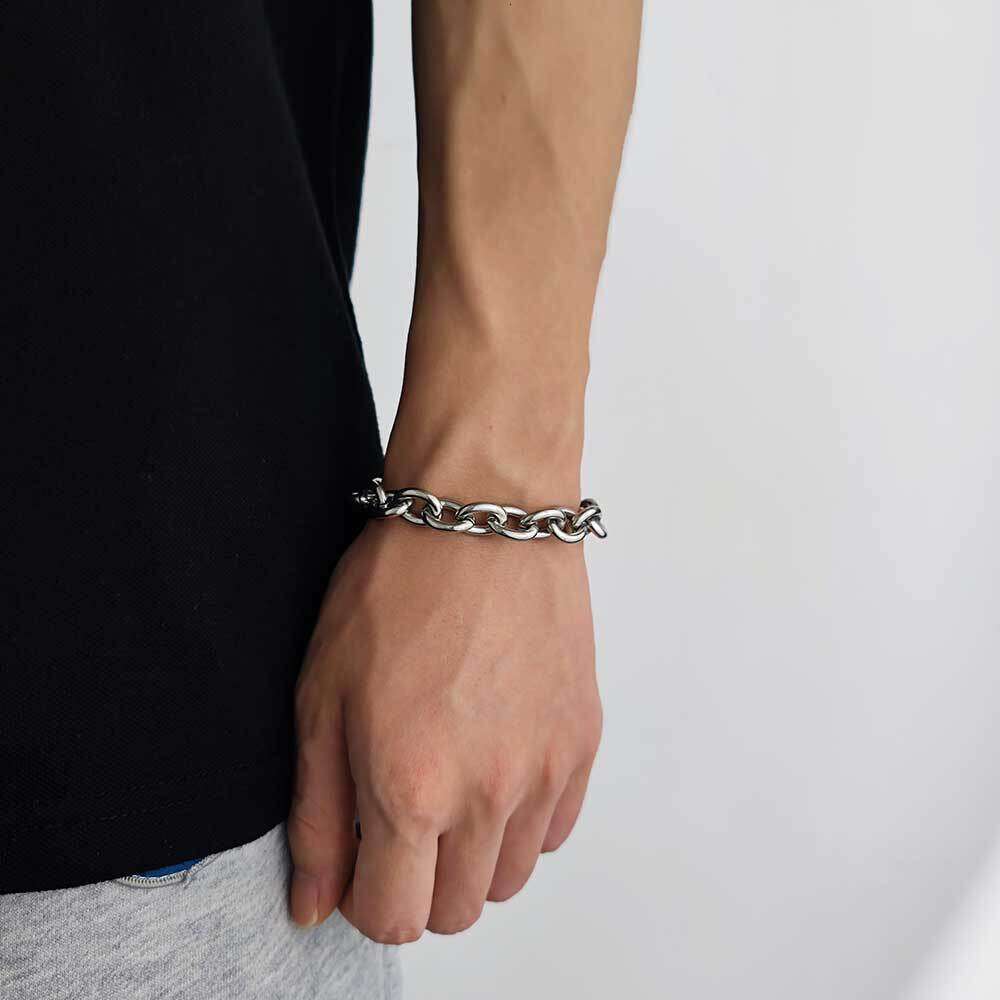 12mm Stainless Cross O Chain Trendy Hip-Hop Men's Titanium Steel Bracelet 4e9a