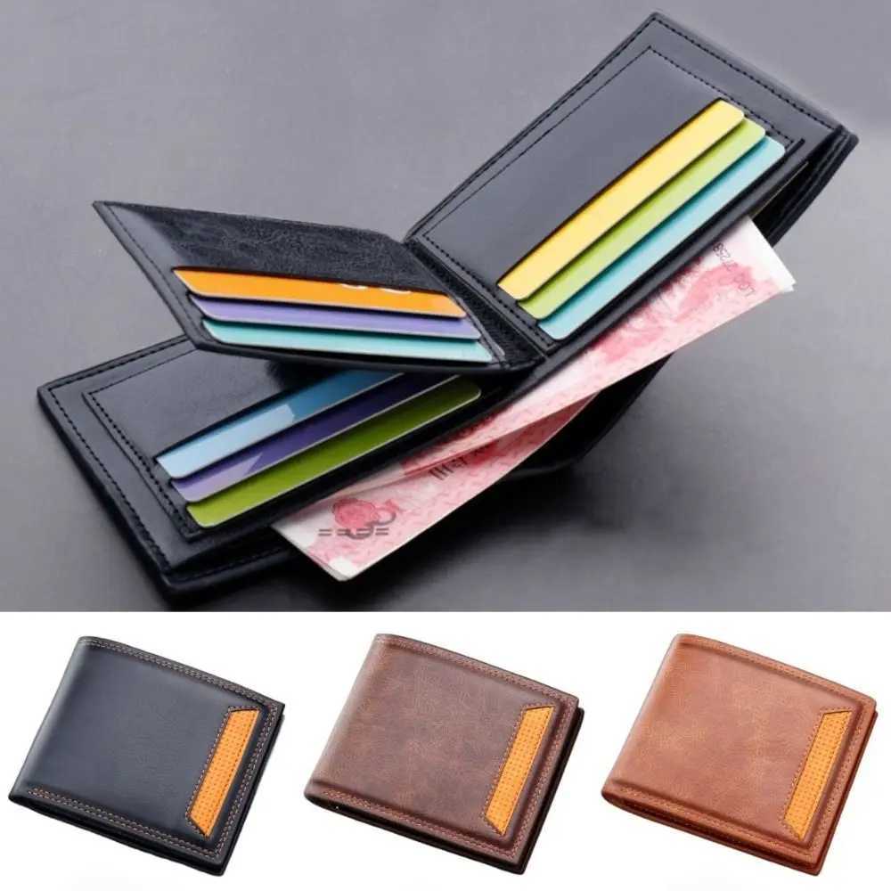 New Mens Wallet Short Cross Section Youth Tri-fold Wallet Stitching Business Multi-card Zipper Coin Purse Wallet Passport Cover Z250621