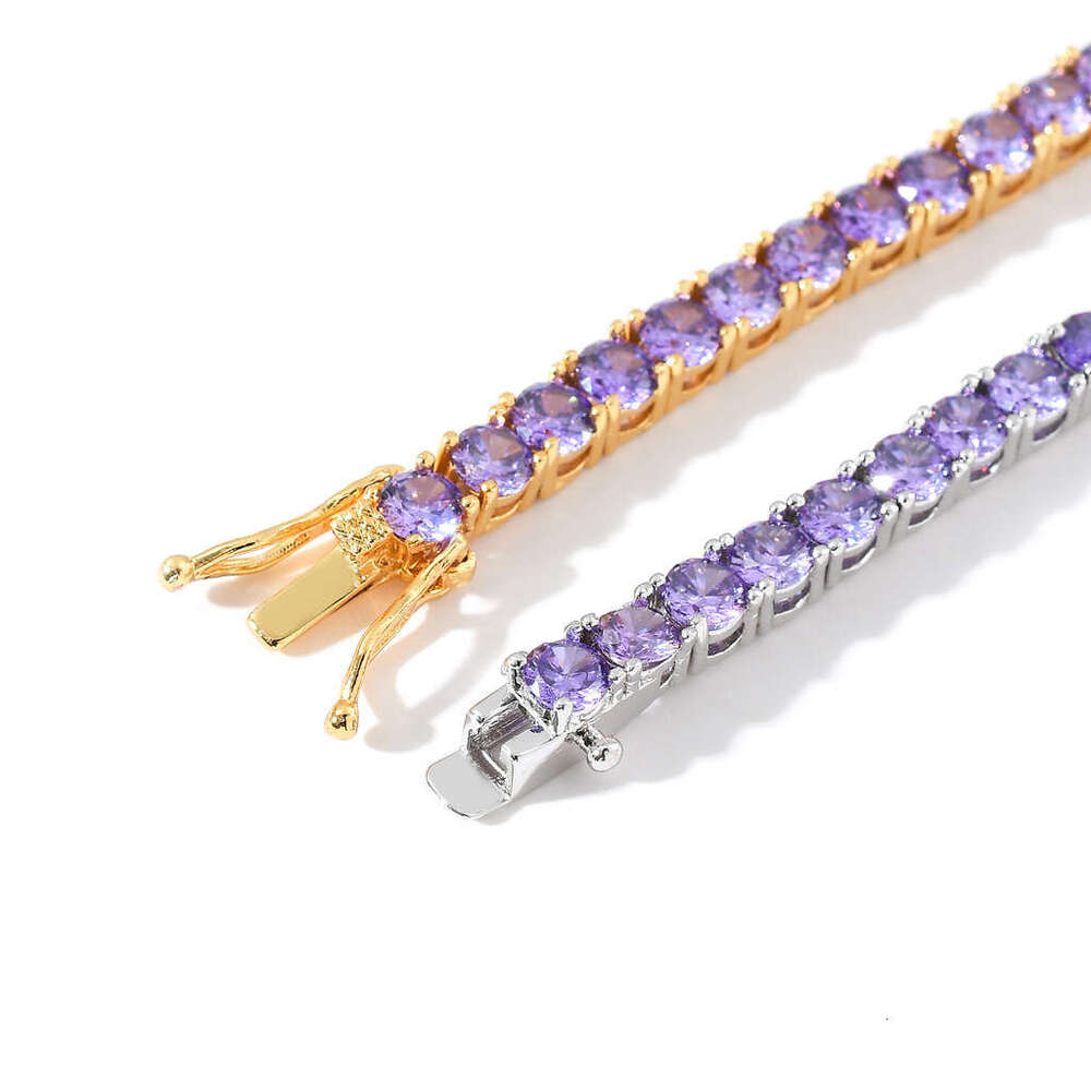 Bracelet 4mm Copper Inlaid Purple Zircon Tennis Chain Fashion Trendy Brand Unisex Couple Hip Hop Jewelry d288