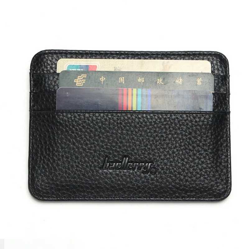 baellerry Mini Mens leather holder id card case thin wallet for women with coin pocket small purse cardholder Z250621