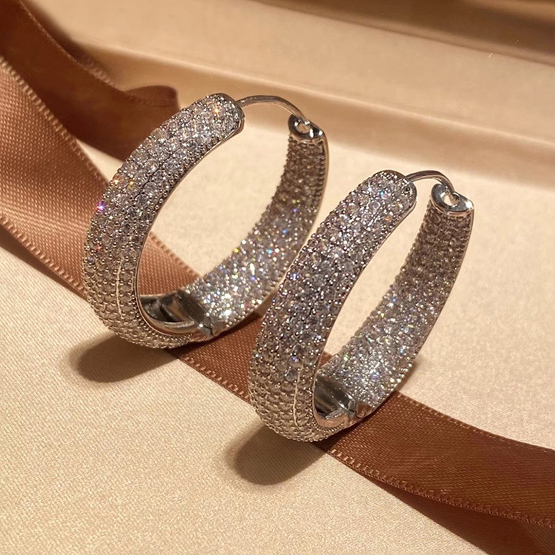 Choucog Sparkling Luxury Jewelry 925 Sterling Silver Pave White 5A Cubic Zircon CZ Diamond Gemstones Party Elegant Women Wedding Clip Earring Gift