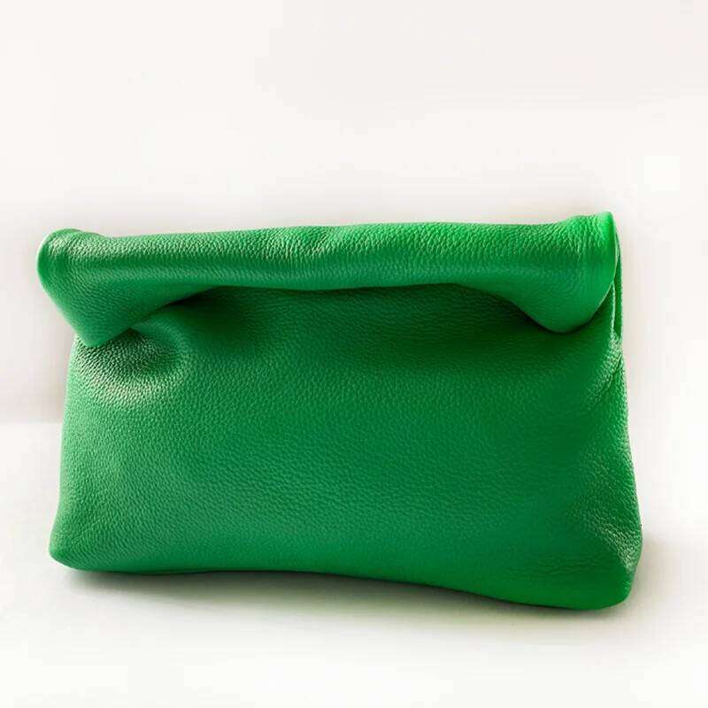 Genuine Leather Design Crimping Handbags New Clutch Bag Evening Phone Pocket Women's High Quality