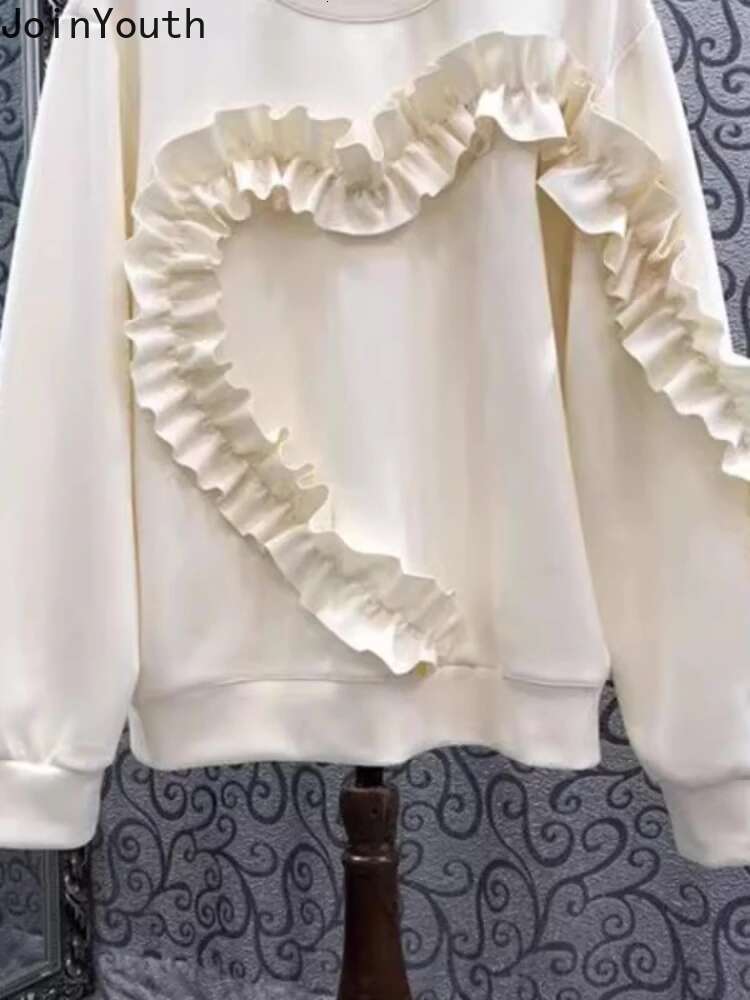 Sweet Ruffles Hoodie Womens Clothing O-neck Long Sleeve Casual Sweatshirts 2025 Ropa Mujer Y2k Tops Streetwear Chic Hoodies