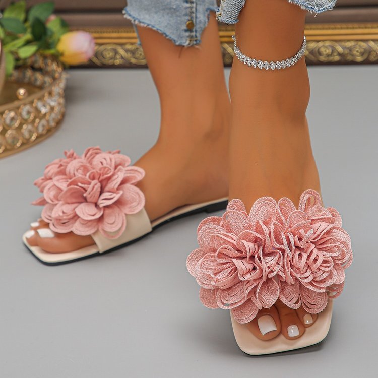 Luxury Brand Designer Shoes Sandals Cross-Border Foreign Trade Women's Slippers 2025 Spring New Fashion Floral One-Strap Casual Flat Beach Sandal