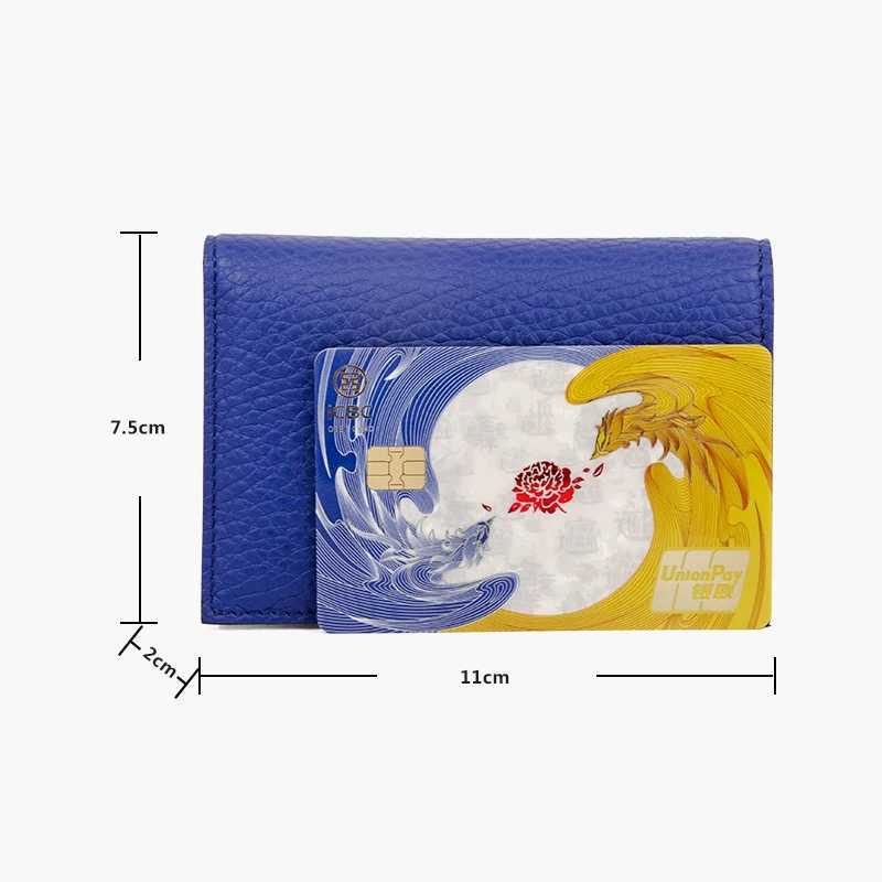 Donna-in Genuine Leather Blue Card Holder for Women Men Leather High Quality Card Holder Protective Card Z250621