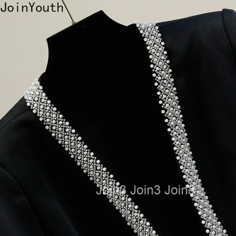 Heavy Beading Coats for Women Tunic Long Sleeve Overcoat 2025 Ropa Mujer Temperament Lady Tops Fashion Korean Vintage Jackets