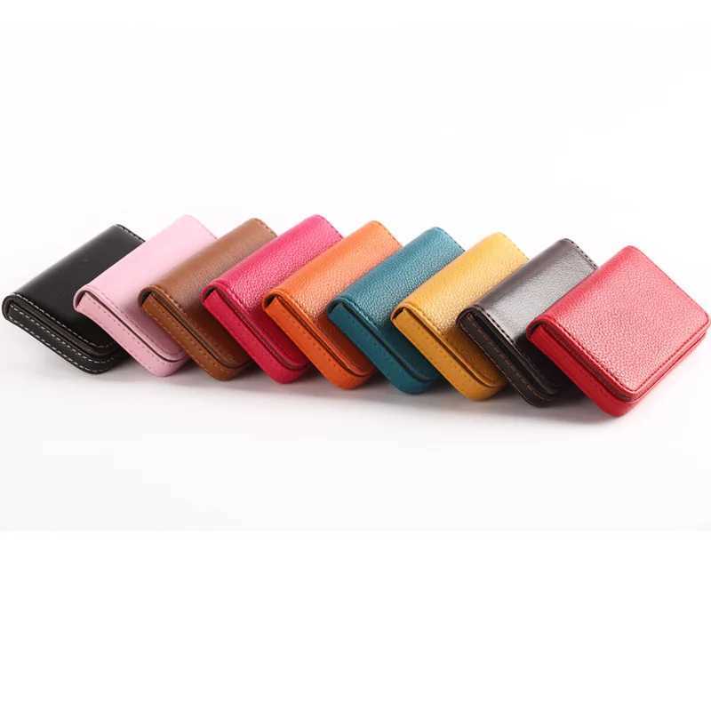 1pc PU Leather Business Card Holder With Magnetic Slim Pocket Name Card Holder Large Capacity Portable Case Z250621