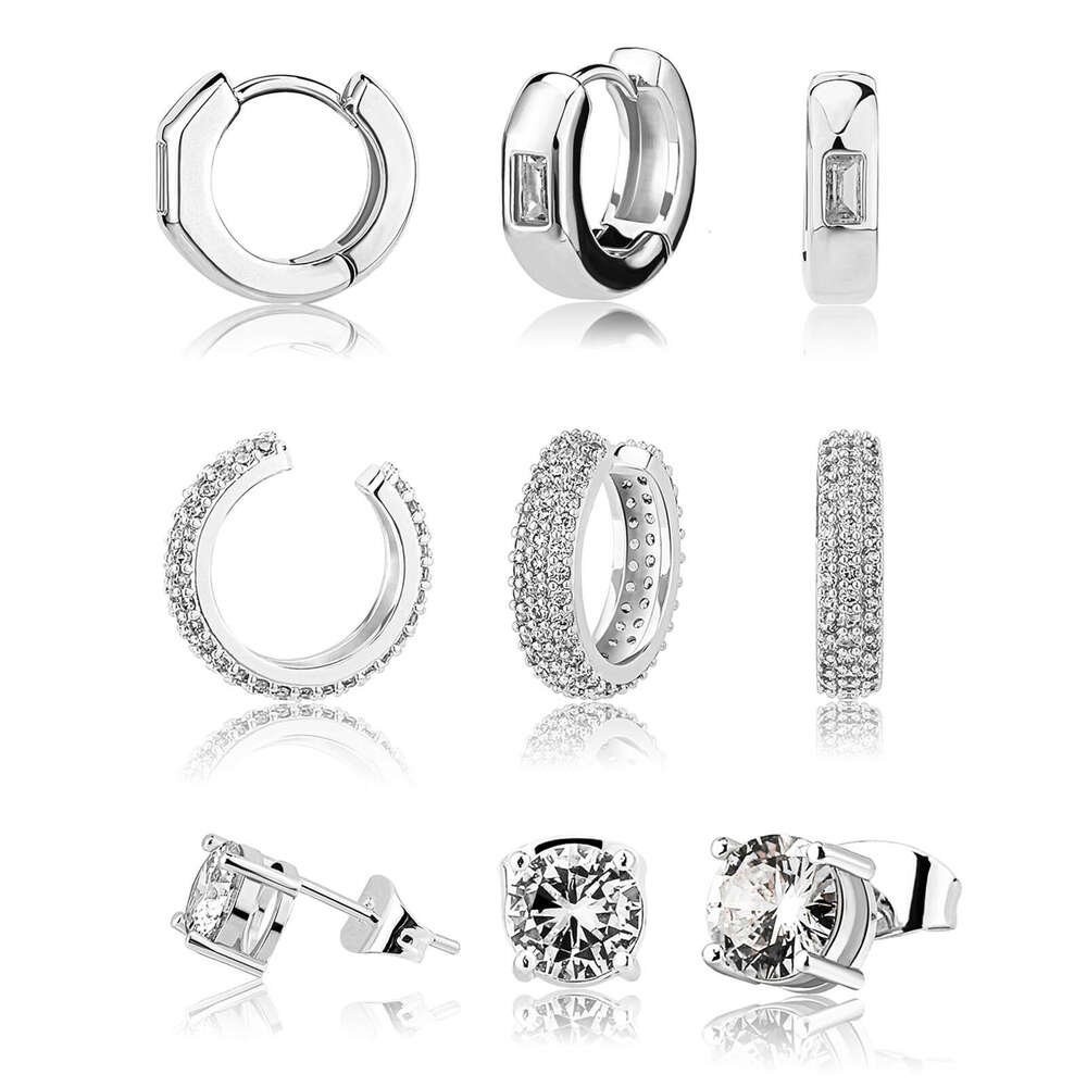Hip Hop Earrings Mix and Match Set Unisex Personality Studs Classic Versatile Ear Clips Jewelry