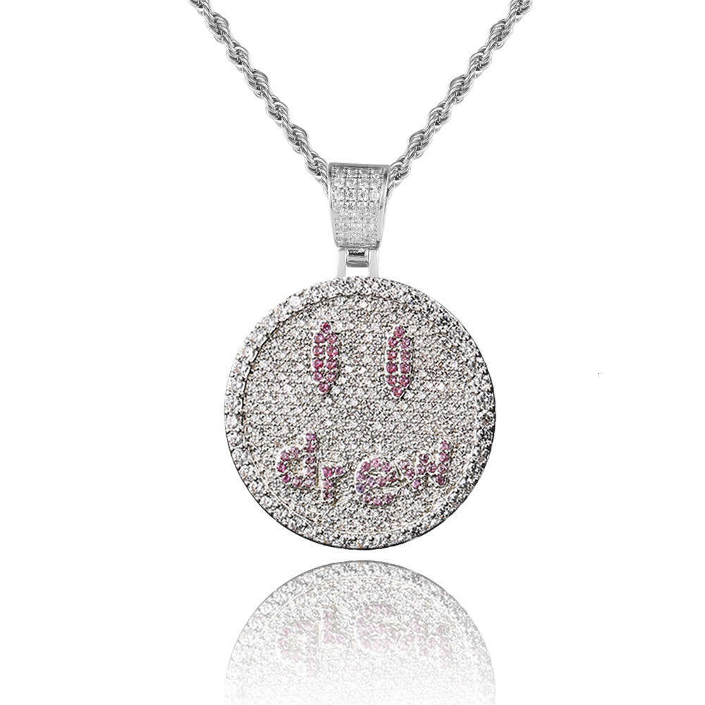 Hip Hop Drew Smiley Face Jewelry Micro Paved Zircon Trendy Men's Pendant Necklace 9ac1