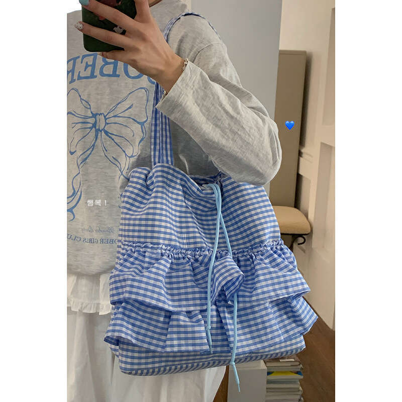 Girls' Academy Style Plaid Canvas for designer bag Women 2025 New Fashion Korean Version Underarm Tote Large Capacity Lace Bag