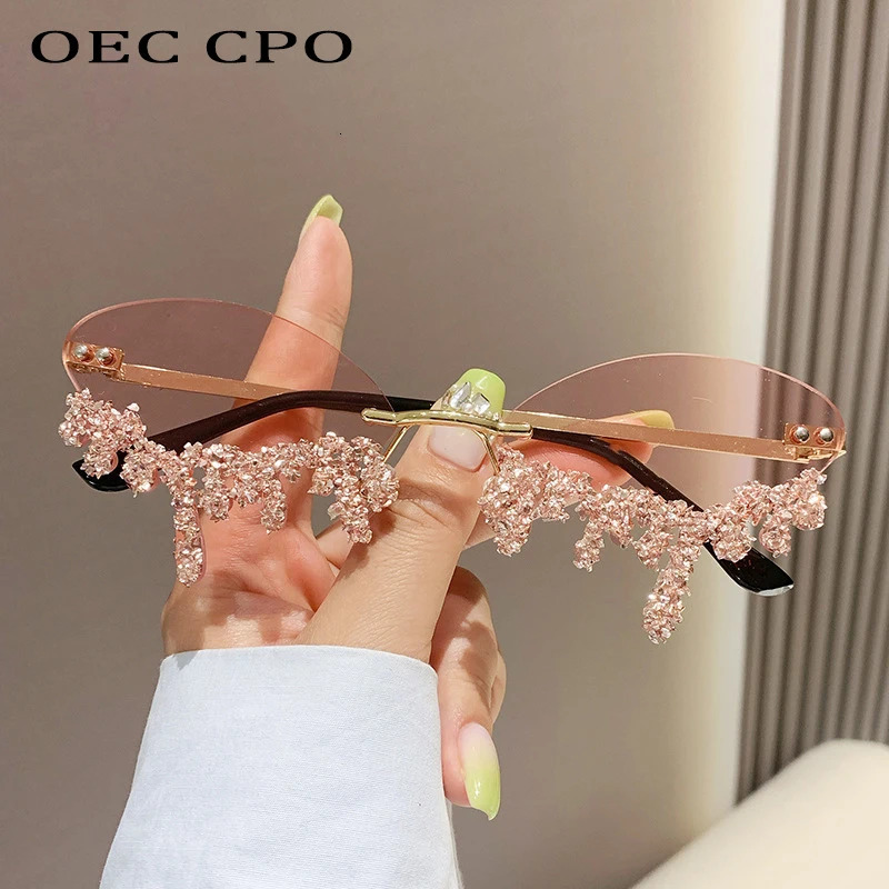 Diamond Rimless Sunglasse Rhinestone Sun Glasses Ladies Sexy Tear Shape Punk Party Eyewear gafas de sol 250617