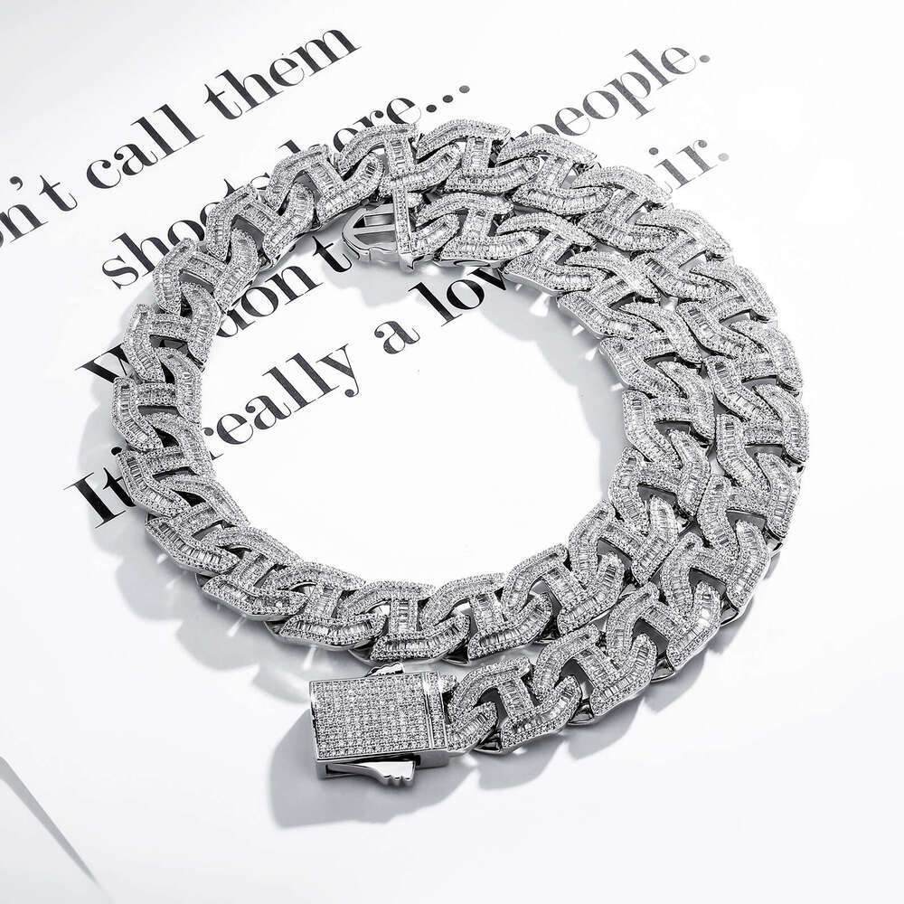 Hip Hop Necklace 16mm Square Zircon Bracelet Heavy Duty Spring Clasp Men's Jewelry