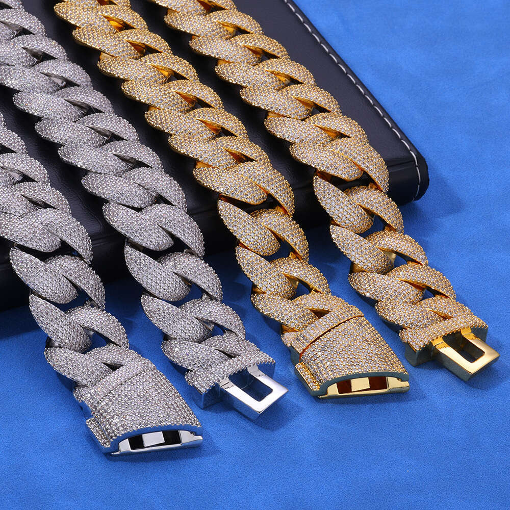 Hip Hop 24mm Bubble Cuban Chain Zircon Trendy Brand Personality Inlaid Dia Men's Bracelet Accessory 37d3
