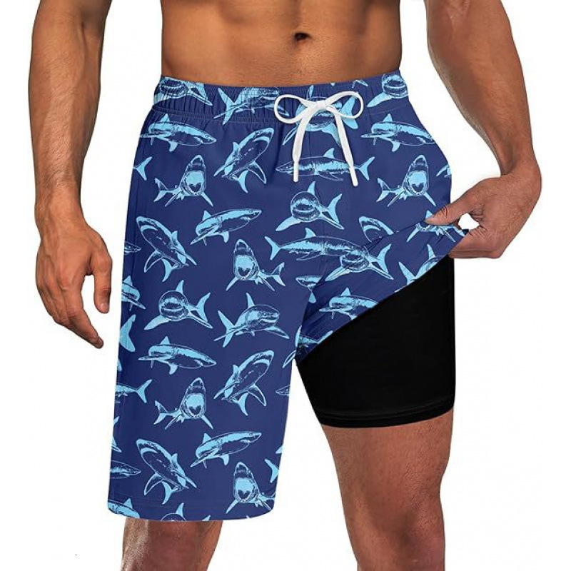 Designer Beach Pants Latest European And American Trend Cross-border Amazon Exclusive Double-layer Beach Shorts Men's Casual Sports Shorts Free S