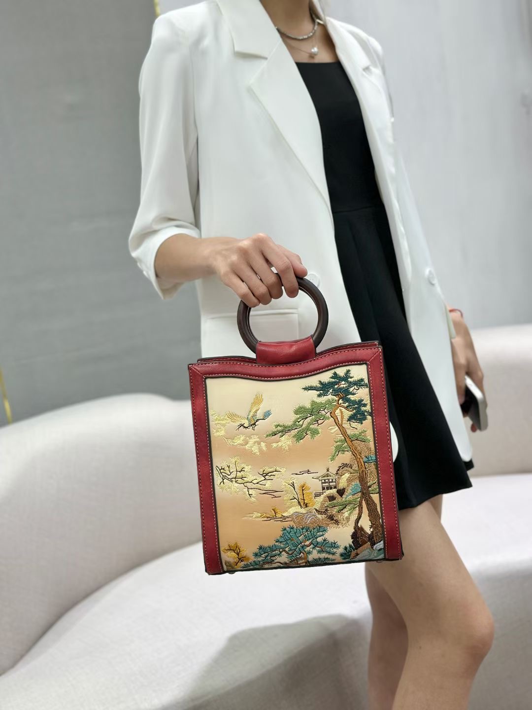 8618-1 Chinese Floral - Embroidered Handbags designer bag Support customization
