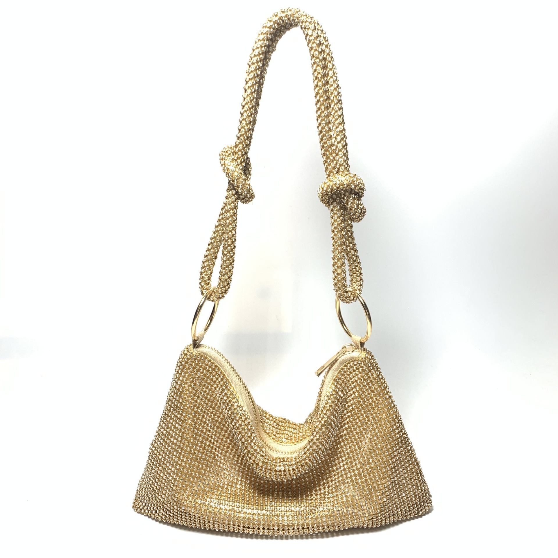 Free Shipping 2025 New Designer Bag Trendy Sparkling Knotted Rhinestone Handmade Underarm Evening Bag Full Trendy High-quality Shopping Bags