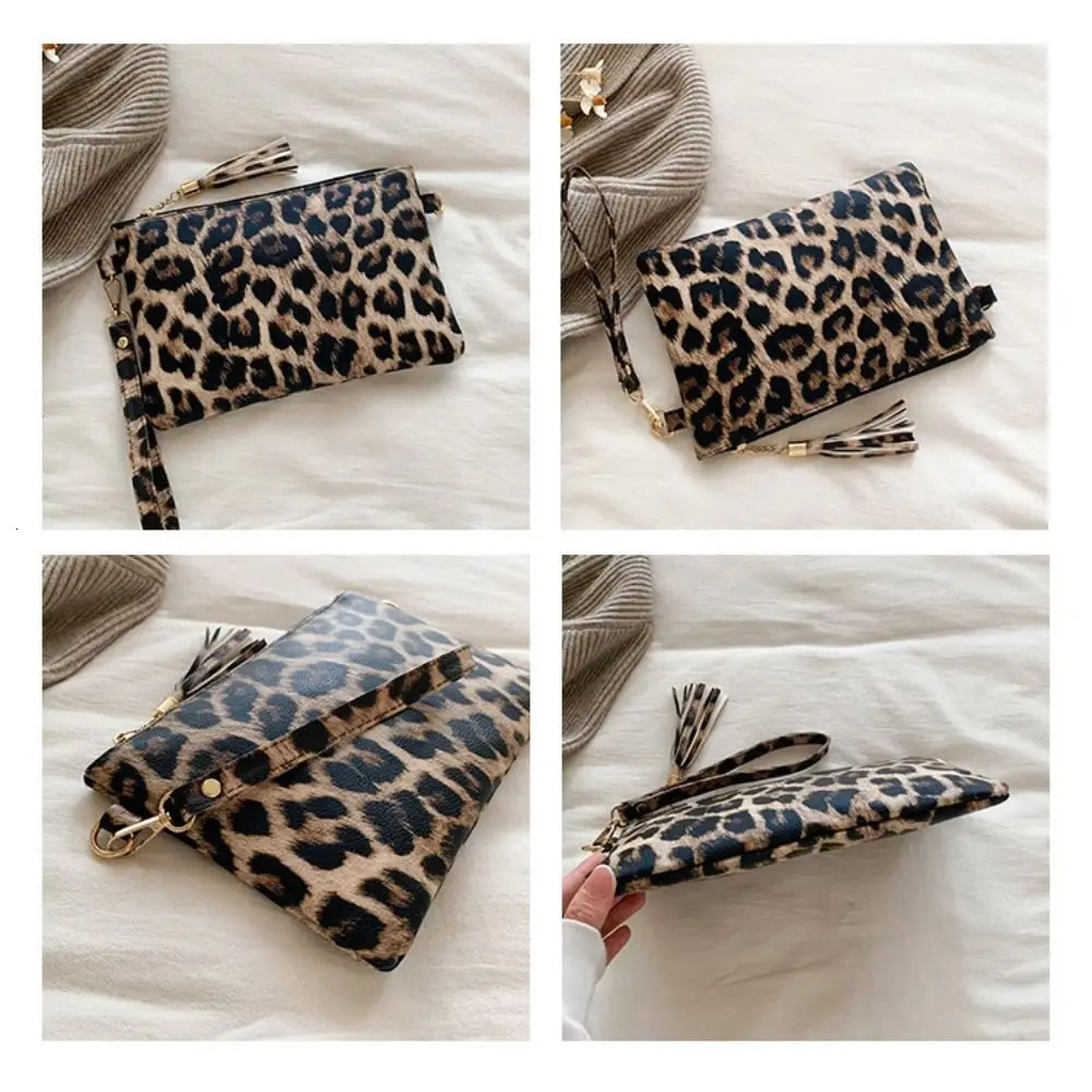 Large Capacity Women Handbag Leopard print Cow print Envelope Wristlet Bag PU Briefcase 250617