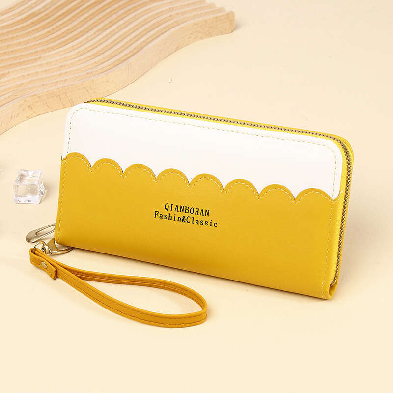 Korean Style Long Women's Wallet Color-Block Female Student Coin Purse Large Capacity Handheld Phone Bag
