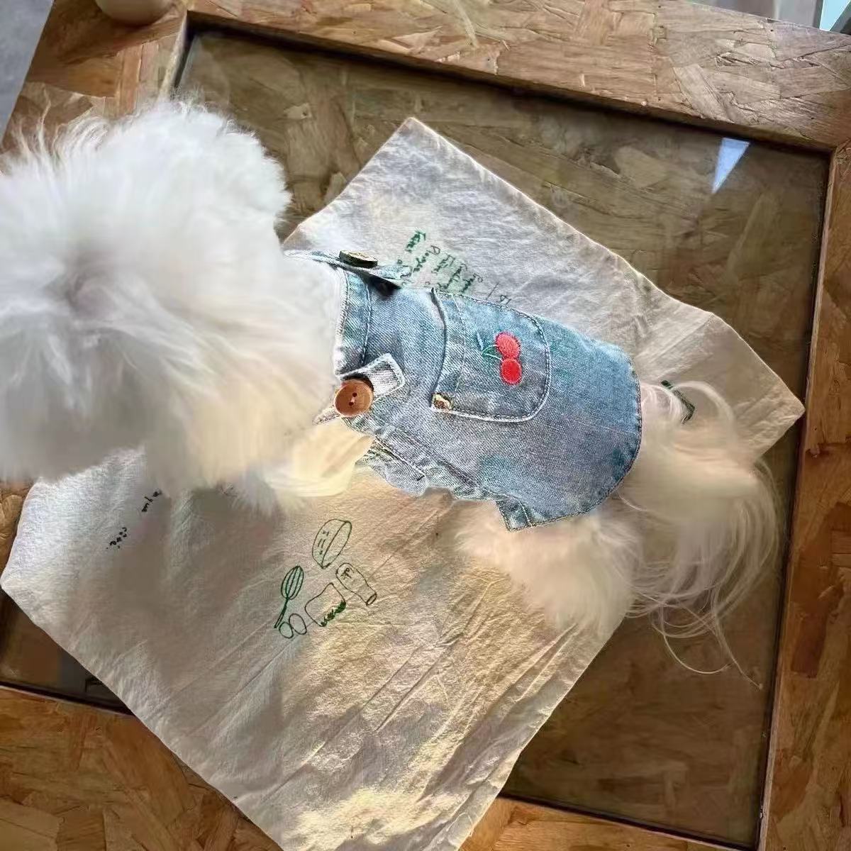 t531Pet dog denim overalls skirt Yorkshire Maltese clothes spring and autumn clothes spring style skirt small dog