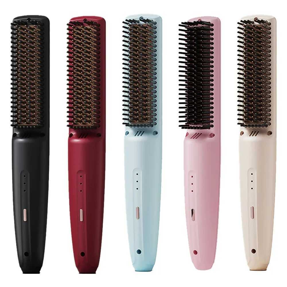 Wireless Straight Hair Comb Design Rechargeable Electric Comb Straightener Portable Negative Ion Non Damaging Hair Heating CombXJ250621