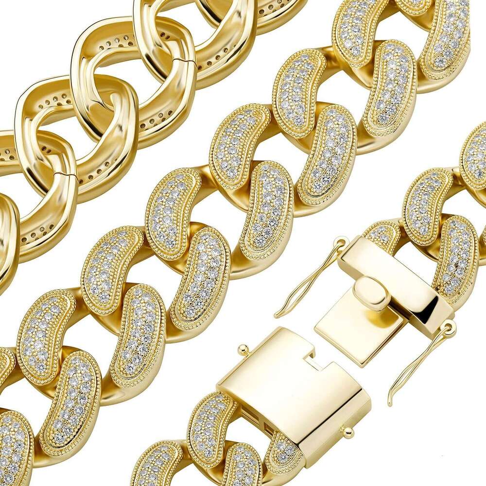 28MM Exaggerated Hip-Hop Necklace Full Dia Cuban Chain Personality Trendy Men's Bracelet Jewelry
