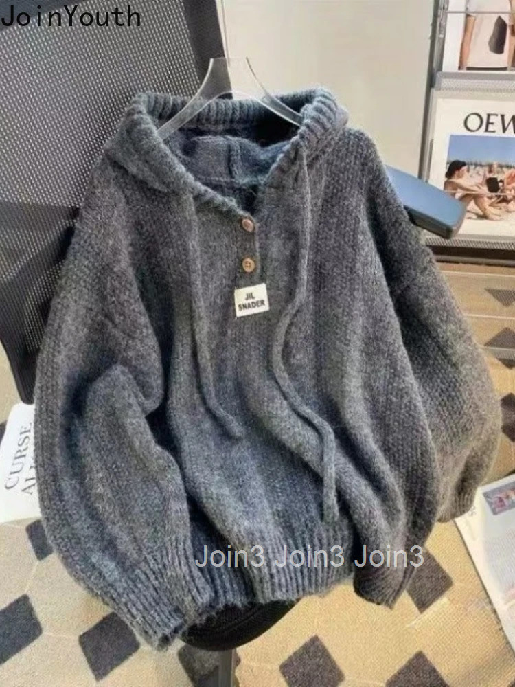 2025 Autumn Winter Clothing Oversized Pullovers for Women Thicked Hooded Jumper Sueter Mujer Knitted Casual Sweater Pull Femme