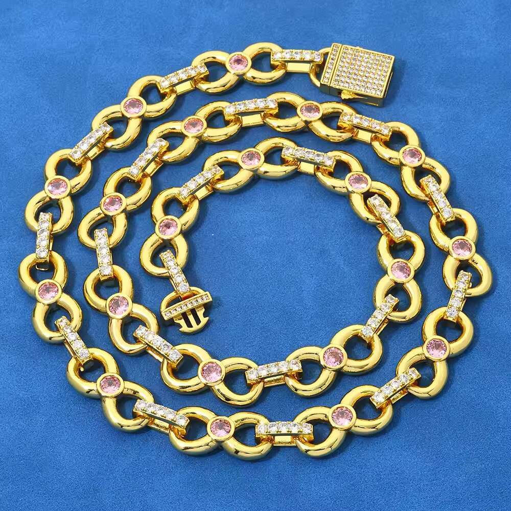 Hot Sale Hip Hop S925 Silver Moissanite Necklace for Men Versatile Eight Character Infinite Chain Cross-Border Hip-Hop