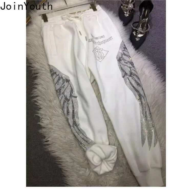 2025 New Bottoms Streetwear Harem Pants for Women Diamond Wing Casual Korean Pantalon Femme Harajuku Chic Joggers Y2k Trousers