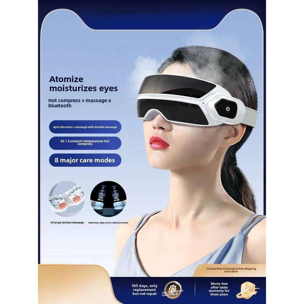 Designer Luxury Atomized Steam Massager Bone Conduction Bluetooth Music Airbag Pressure Vibrator Smart Eye Massage Instrument Foldable