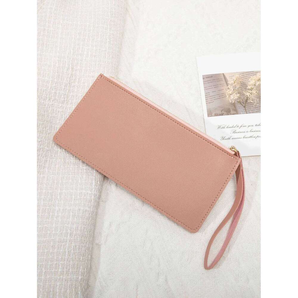 Ultra thin mini PU leather coin purse simple long bag multifunctional handheld credit card holder women's wallet
