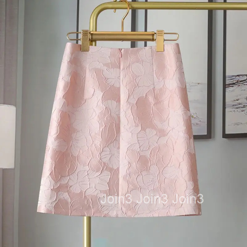 Jacquard Skirt for Women 2025 Faldas Mujer De Moda High Waist Tunic Pink Jupe Fashion Korean Saia Vintage Bodycon Mini Skirts