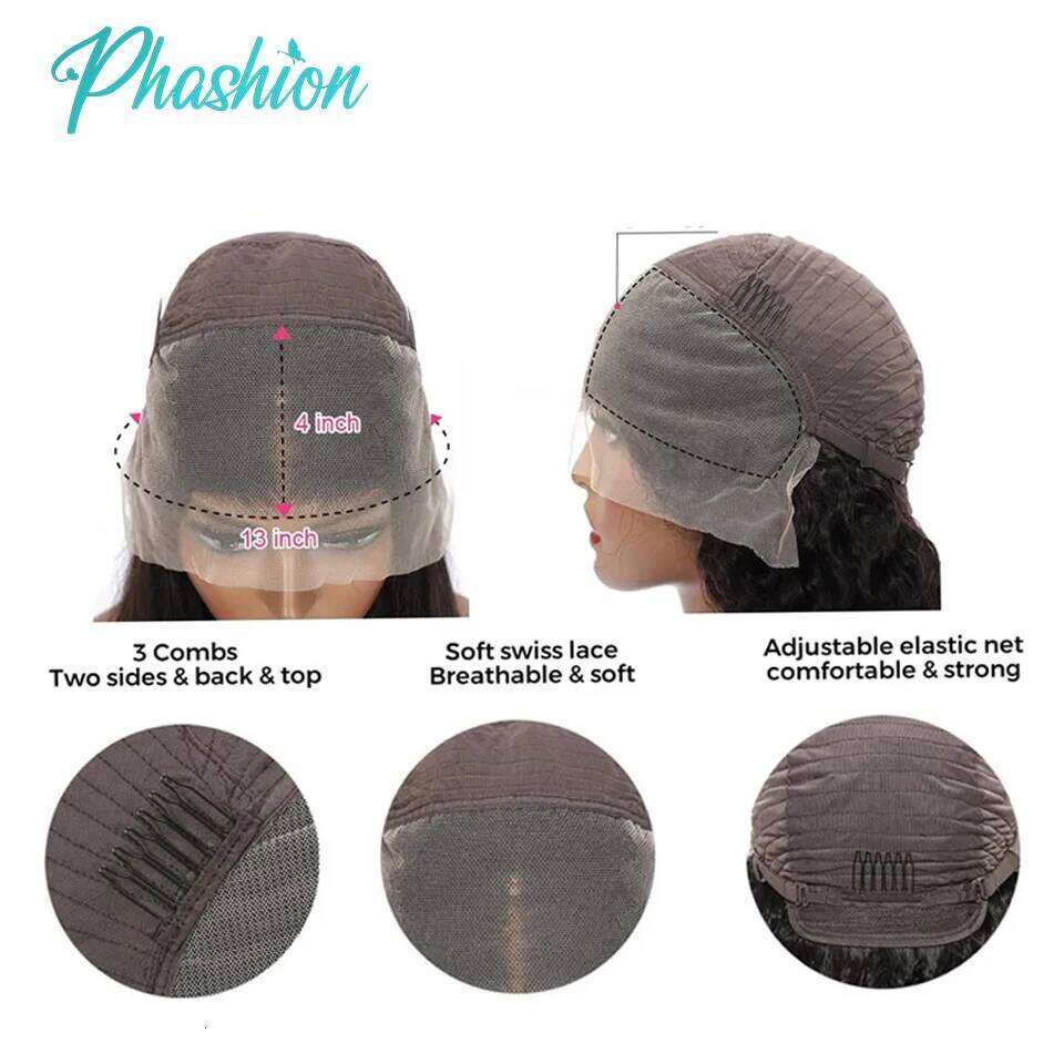Phashion 13x6 13x4 Transparent Front Pre Plucked For Women Body Remy Human Hair Lace Frontal Wigs On Sale