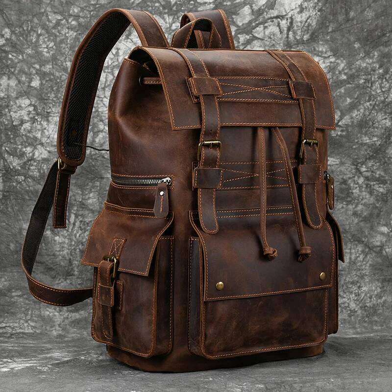 2025 New Arrivals For Genuine Leather Laptop Travel Backpack 17 Inch Daypack Shoold Bag Men Male Large