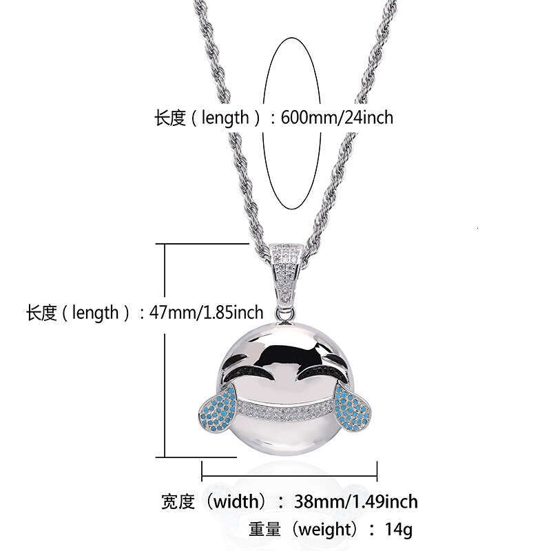 Laughing and Crying Emoji Fun Personality Pendant Micro Paved Zircon Unisex Trendy Ins Accessories