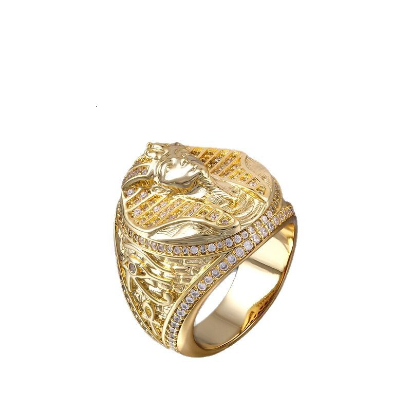 Luxury Jewelry Accessories Egyptian Pharaoh Ring with Moissanite Hip Hop Men's Ring New Arrival Finger Accessory