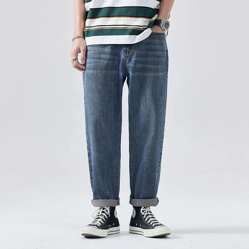 Mens Summer Thin Jeans Loose Tapered Casual Retro Water Male Korean Trousers Trendy Streetwear mens jeans pants 250617