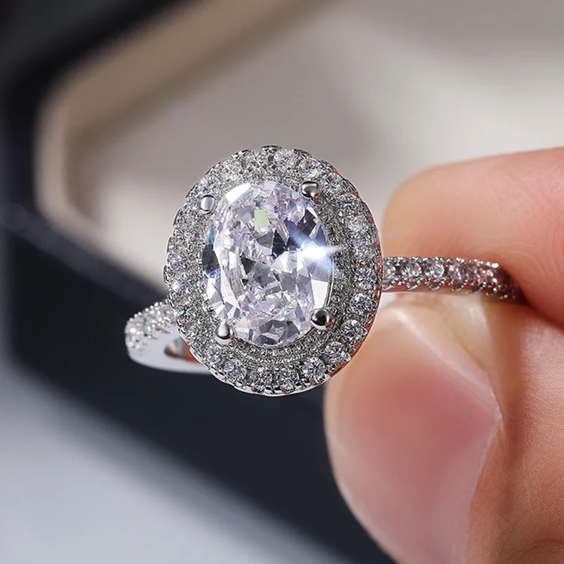 Rings For Women 925 Sterling Silver Classic Cubic Zirconia Engagement Band Jewelry Romantic Wedding Ring 250617