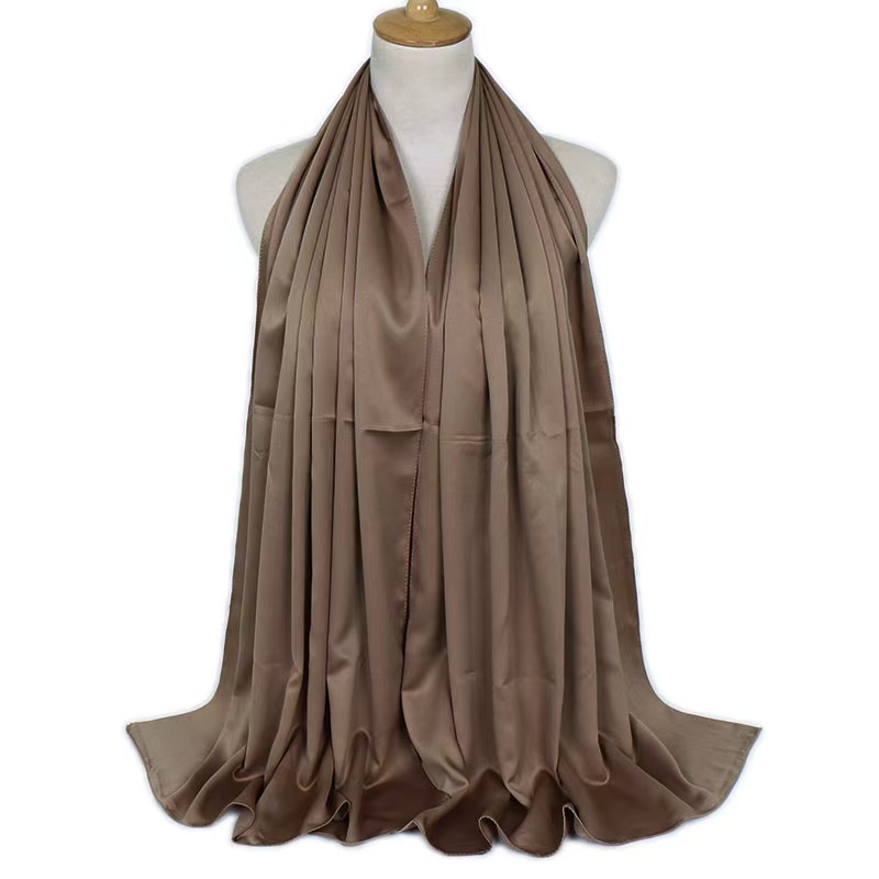 T1036 Curled solid color satin ladies solid color silk scarf satin monochrome silk satin neck shawl long scarf