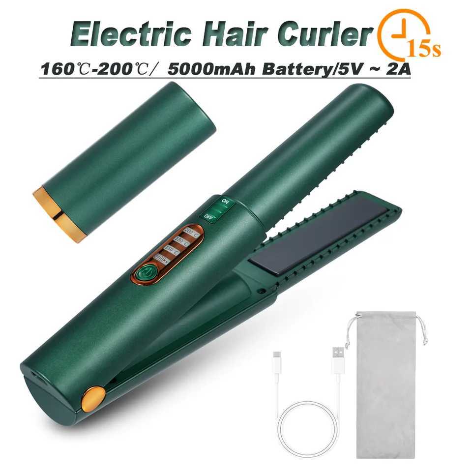 Electric Hair Curler Hair Flat Iron Portable Wireless Rechargeable Hair Straightening Iron Curling Iron Hair StraightenerXJ250621