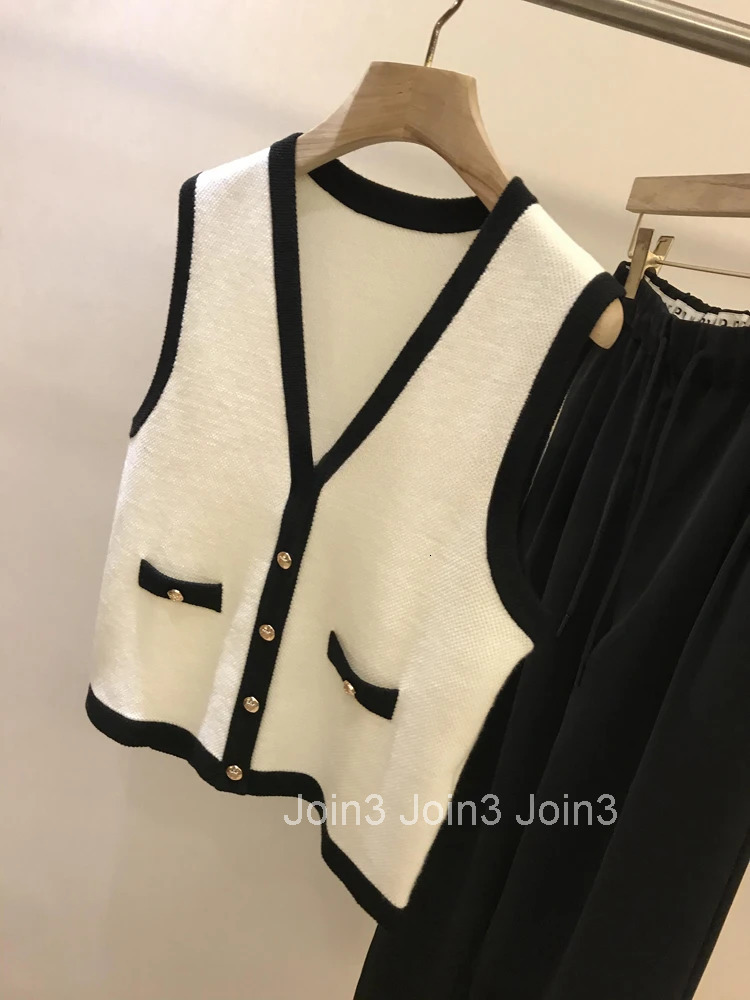 Chalecos Para Mujer Knitting Vest Sweater Women Clothing Contrast Color Waistcoat 2025 Ropa Mujer Vintage Sleeveless Tanks Tops