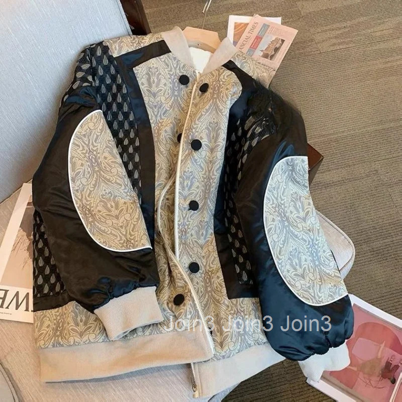 2025 Ropa Mujer Streetwear Contrast Color Jackets Womens Clothing Patchwork Vintage Coats Y2k Tops Casual Fashion Loose Outwear