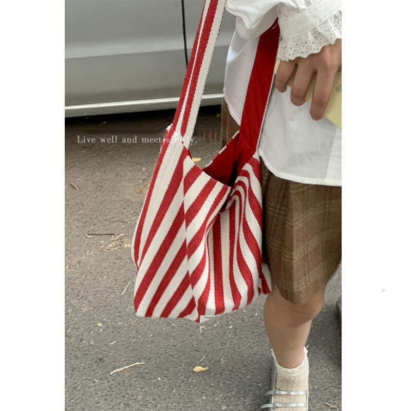 Striped Capacity for Women designer bag Summer 2024 New Korean Style Casual Tote College Shopping Large Bag