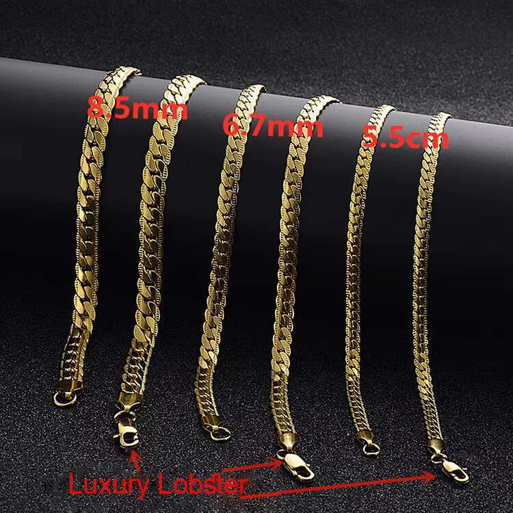 Simple Custom Stainless Steel Men Jewelry Hip Hop Gold Plated Cuban Chain Necklace