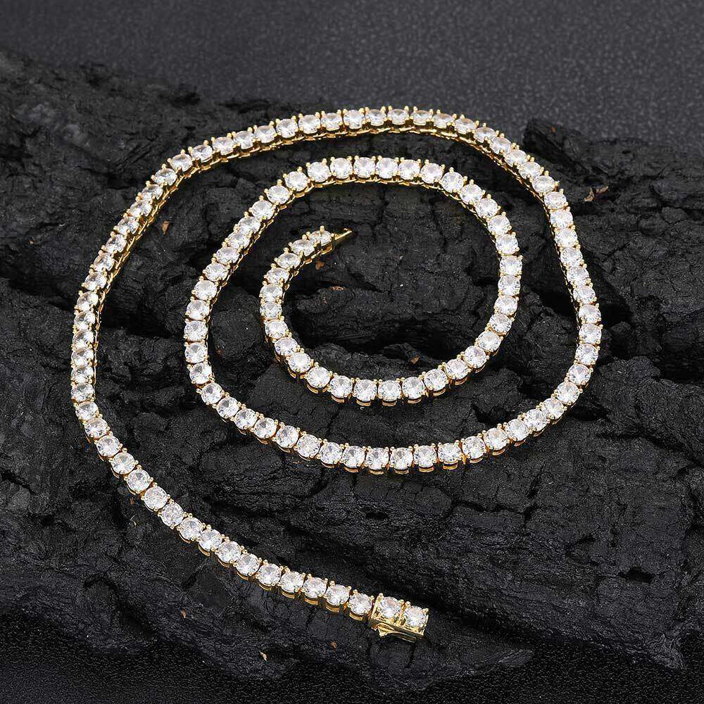 Hip Hop Jewelry Inlaid Dia Spring Clasp Tennis Chain Zircon Trendy Brand Personality Men's Necklace 91e0
