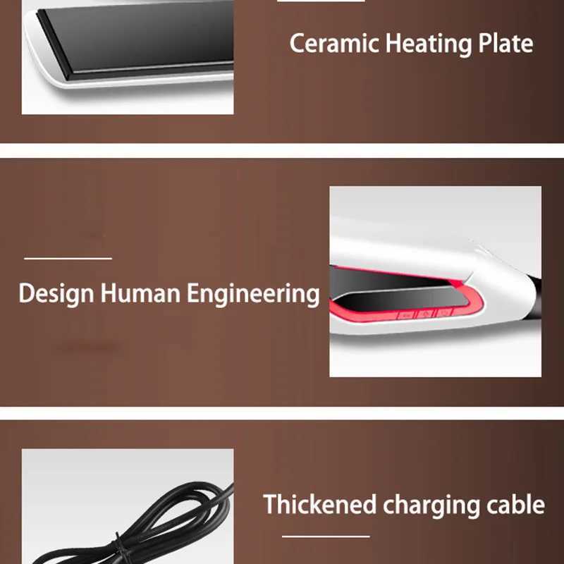Kemei Hair Straightener Curler Flat Iron Negative Ion Hair Straighting Curling Iron Tourmaline Ceramic Heating Plate LCD DisplayXJ250621