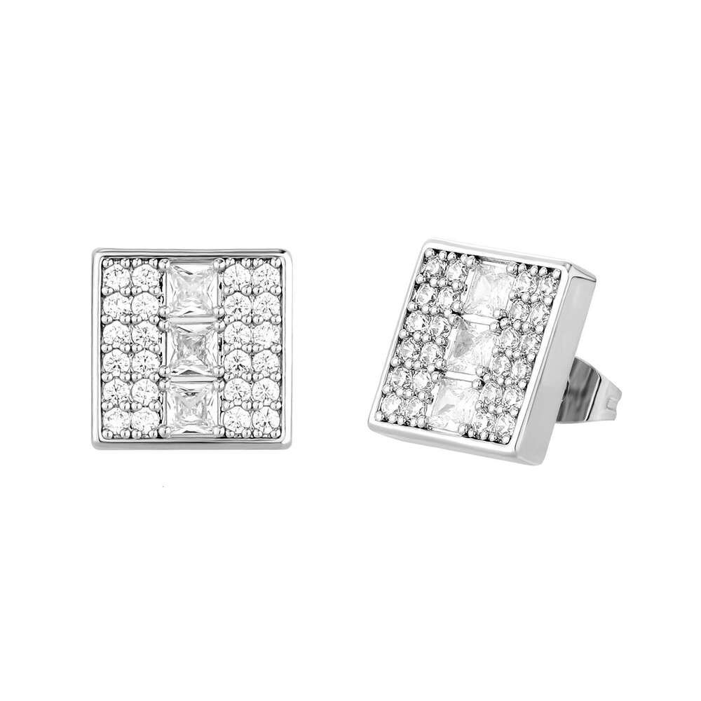Square Full Dia for Women Korean Style Simple Fashion Small Earrings Trendy Elegant Gold Australian Studs