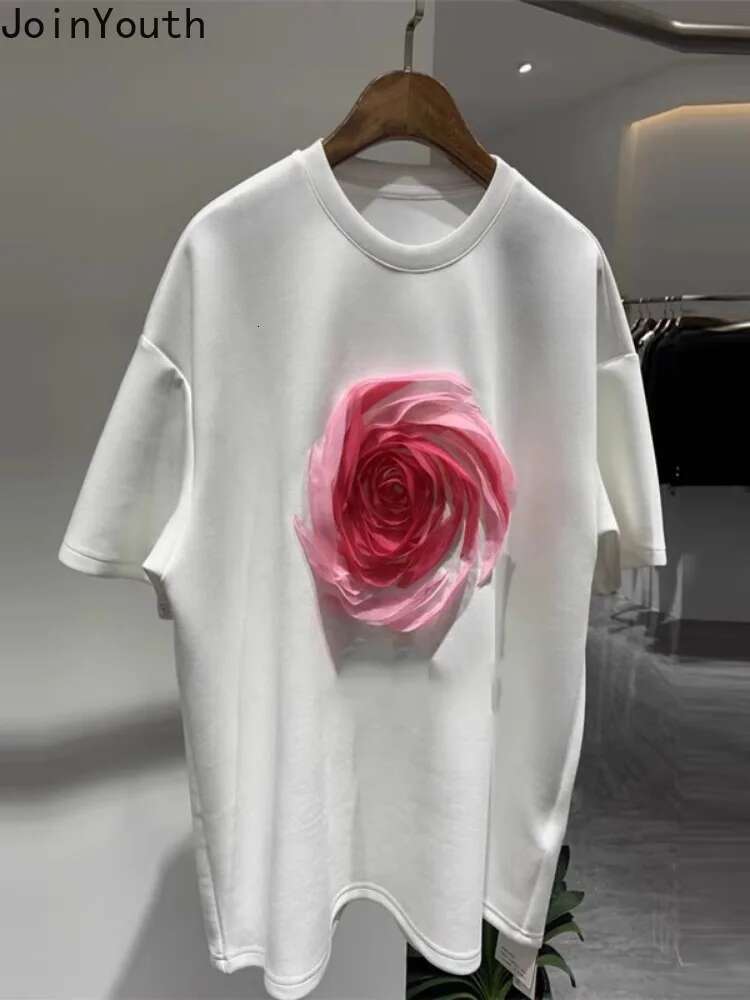2025 Shirts for Women Summer T Shirts O-neck Short Sleeve Floral Camisetas Loose Tops Ropa Mujer Casual Fashion Korean Tshirts